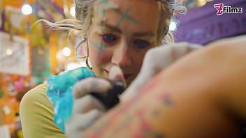 Pornstar Tattoo Artist gets Assfucked from Customer - hard Anal, ATM, facial cumshoot