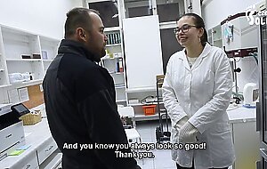 Foot lover worships big bare feet of one cute pharmacist (foot worship, big feet, czech soles, toes)