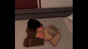 Chica rubia es tomada por detras