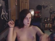 Transgirl Topless Smoking