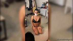 Latina tied up and gagged with microfoam (hd)