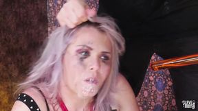 ”Stunning blonde sub sucks on her lords shaft”