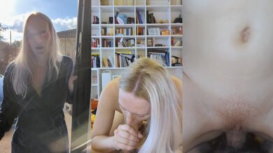 Blonde neighbor moaning deepthroat cowgirl after complaining