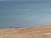 Hard cumshot at beach