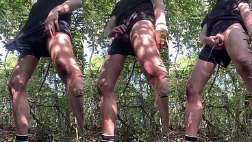 Amateur Twink Peeing Live on Cam in the Woods