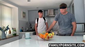 FamilyPornSite.com - I splatter cum on abs after stepdad barefucks me