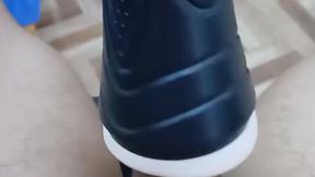 Latin stud jerks off huge cock in Fleshlight POV
