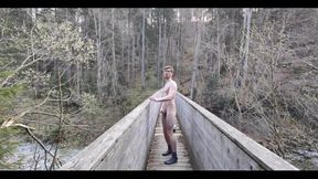 Horny French Twink Is Jerking off Outside on a Bridge