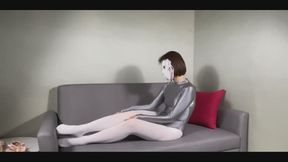 Ballet girl's plastic wrap mummy bondage training