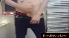 Emo redhead jerking his penis in the mirror gay boys