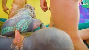 tattoed sluts have fun in interracial and ts gangbang, anal, dp, dap, fisting