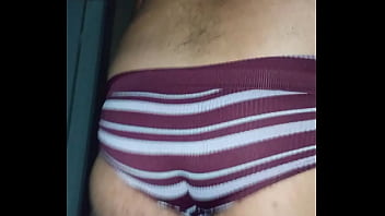 Husband wearing a wives panties