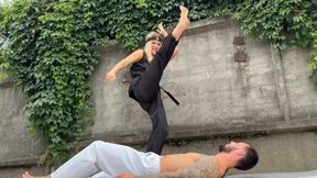 Karate Goddess Aura’s Barefoot Kick Domination – Groin Kicks, High Kicks & Powerful Feet