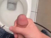 Cumshot at school toilet