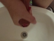 Boy cums in the sink