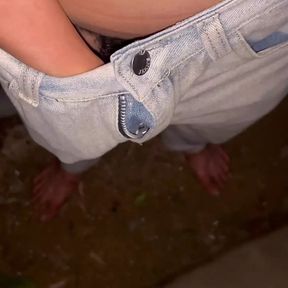 Young slim Asian teen (18+) boy jerk dick and cum outside.