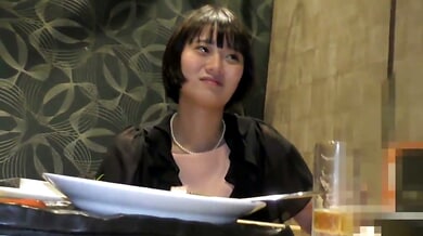 Asian beauty in sheer stockings teased by two men on a red bench