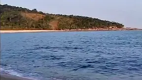Sexy Spanish blonde gets her ass drilled on the beach and takes a facial