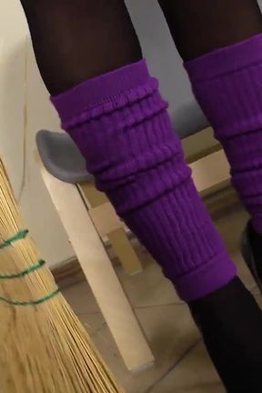 Gioia Dressed as a Sexy Witch in Black Pantyhose