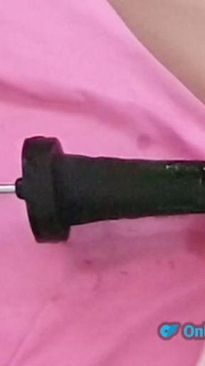 Crossdresser Lucy Essex CD trying out a huge new dildo on the fucking machine   Clip 1
