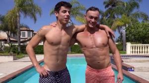 Sean Cody - Muscle american young twink Kaleb Stryker and inked Jayce bareback spanking in the pool