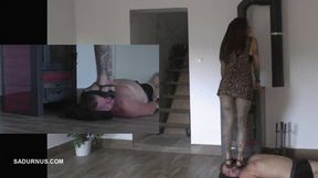 Mistress Cleo parties on his slave's head A picture in a picture mp4