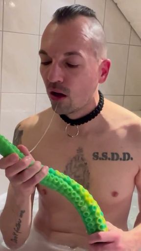Stupid faggot slut gagging   Clip 2