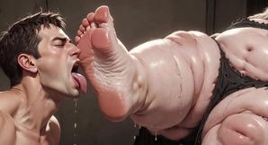 Giant SSBBW Dominates Slave with Foot Licking - Big Feet Worship