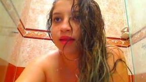 Two all wet bosomy brunette lesbians and their sex in the shower