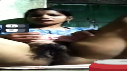 Indian housewife in the video call showing her hairy pussy and boobs and fingerings