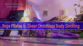 Yoga Pilates in Sheer Crotchless Body Stocking, wmv