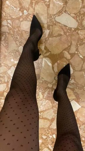 NYLON Black Stockings to die for! COLLANT Neri da sbavarci sopra!