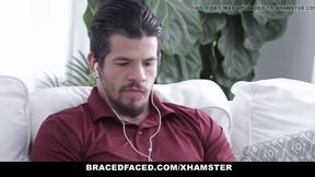 BraceFaced Blonde Sucks Stepbros Cock