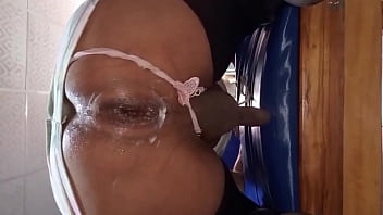 Anal gape. Extreme amateur anal dilation. The mature transsexual slut ends up with her ass destroyed after her young lover uses large dildos in the ass of the human semen reservoir. Anal gaping