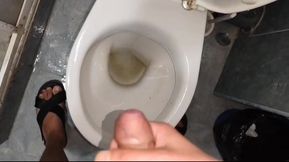 Twink Plays with Boyfriend and Cums in the Toilet