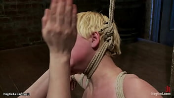 Tied neck to post blonde whipped