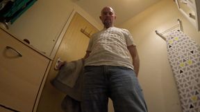 Big Uncut Cock Wanking and Cumming Close up in Bathroom