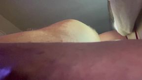 Hardcore riding back on Huge Dildo