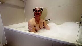 Foamy Bathtub Sex On Business Trip