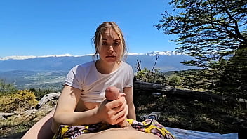 My stepbrother takes me to camp to fuck me and finish me inside