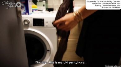 Your face ruined by black pantyhose jerk off lesson