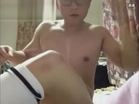 Chinese soccer player with football socks jerk off