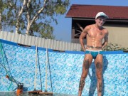 #380 Huge boss fucked a cute guy right in the pool while none of the neighbors saw