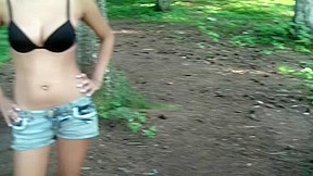 Titted dark brown developed on a oral job in the woods