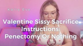 Valentine Sissy Sacrifice Instructions Penectomy Or Nothing!