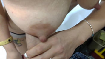 I found cute mommy with milky tits in my shower and fucking her between her tits 4K, free version