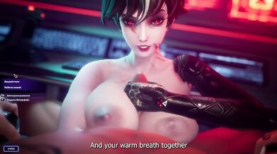 Her hot breath on cold metal while his big dick teases her big tits