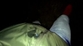 Night Outdoor Walking with Face Covered by Cum and Cum Tasting (full Vid)