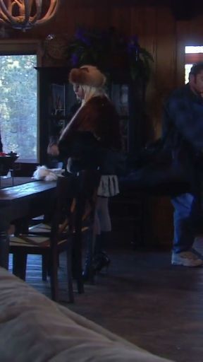 Fireplace, wine and big tits fun fuck just before Christmas   Clip 1