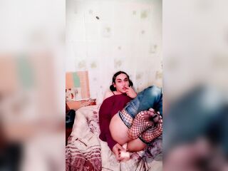 Trans cutie playing with her booty alone